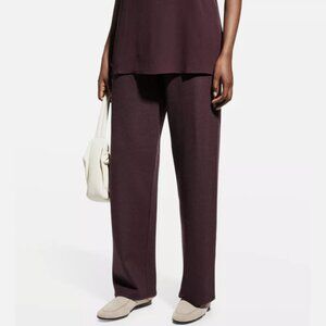 Eileen Fisher Solid Purple Boiled Wool Jersey Straight Pant